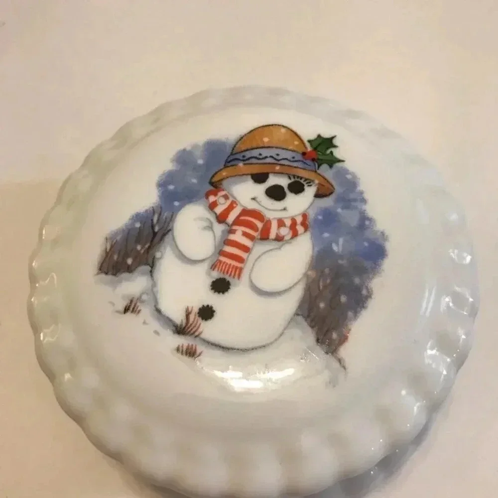 Snowman Trinket Box w/ Lid Pacific Rim Blue Waters English Fine Bone China